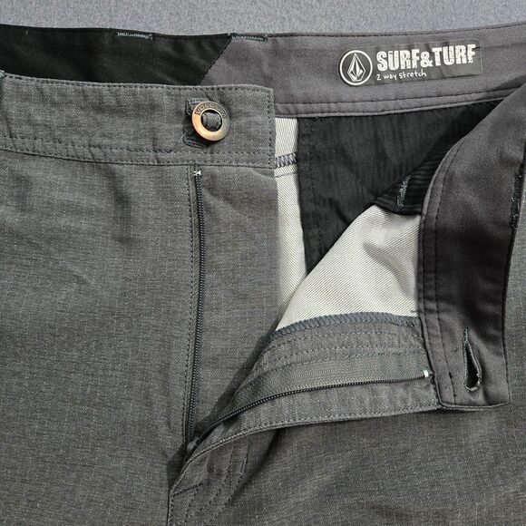 Volcom Men 38 Surf & Turf Gray 2 Way Stretch Flat Front Shorts - Picture 4 of 13